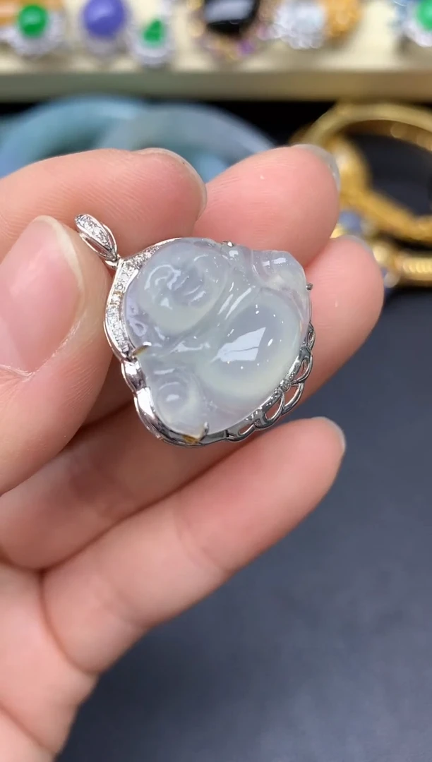 颈饰18K金镶嵌翡翠271-雪姐翡翠天天见