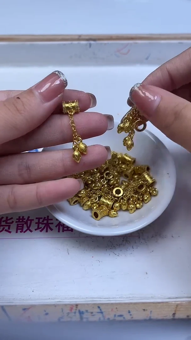 合金散珠玛瑙/玉髓M868 合琻 六字真言桶珠3个8.8元