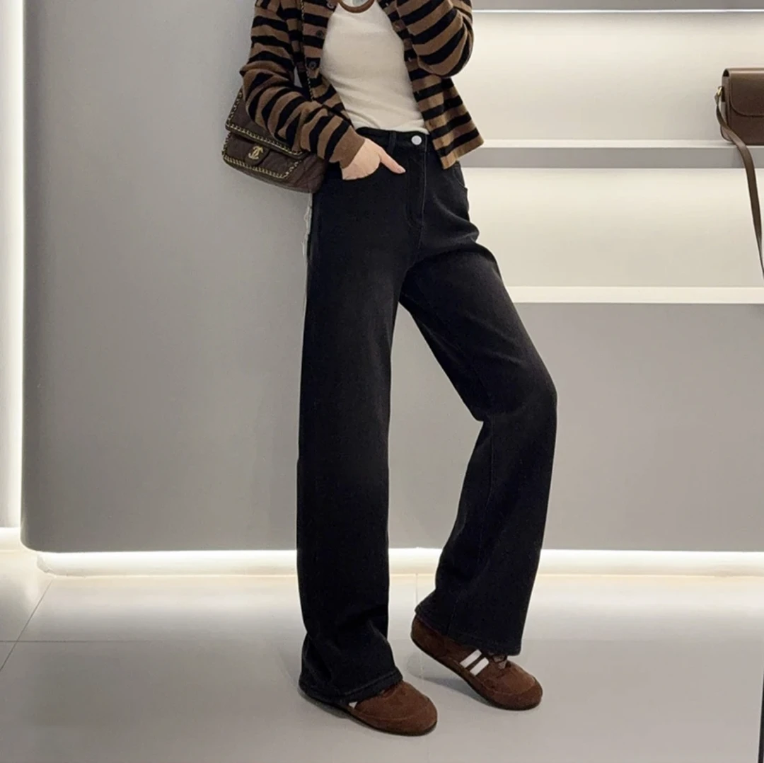 SU【028】花70 愫佩 MWMA加厚绒冬款百搭裤王黑标直筒四面弹牛仔裤