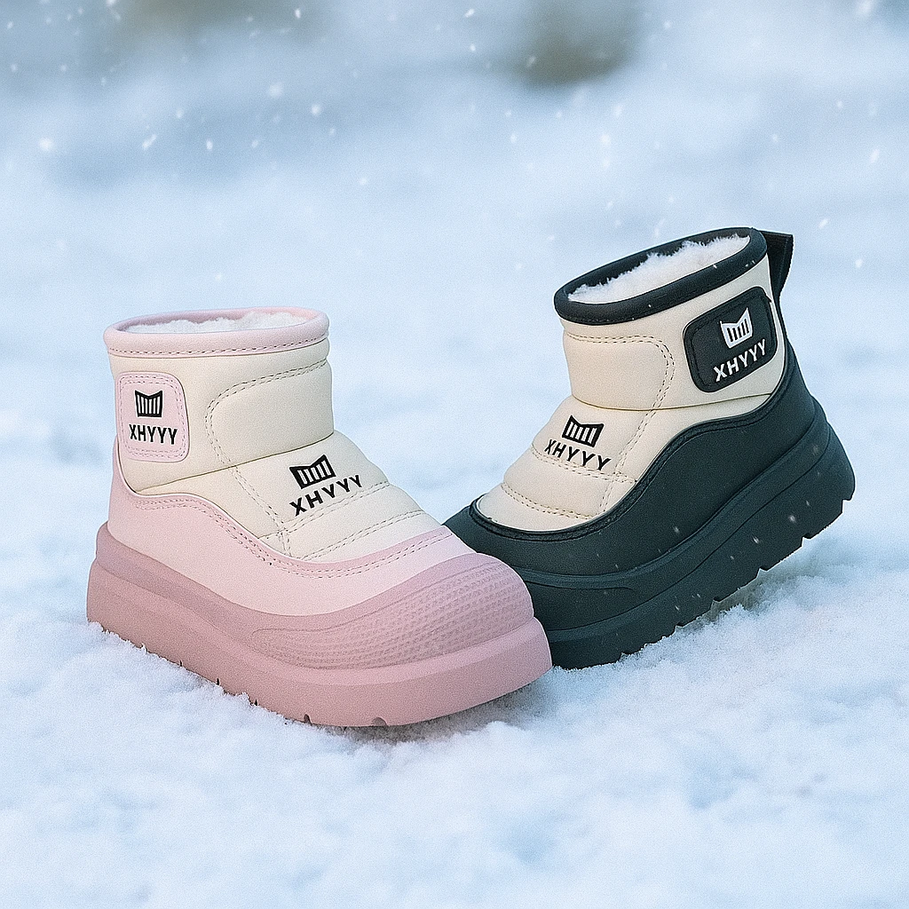 儿童男童女童2025冬季新款加绒保暖防滑时尚雪地靴大棉鞋