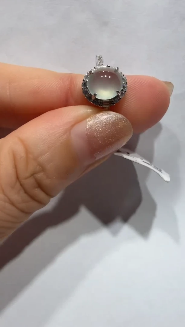 银S925镶嵌戒指翡翠缅甸A货翡翠戒指