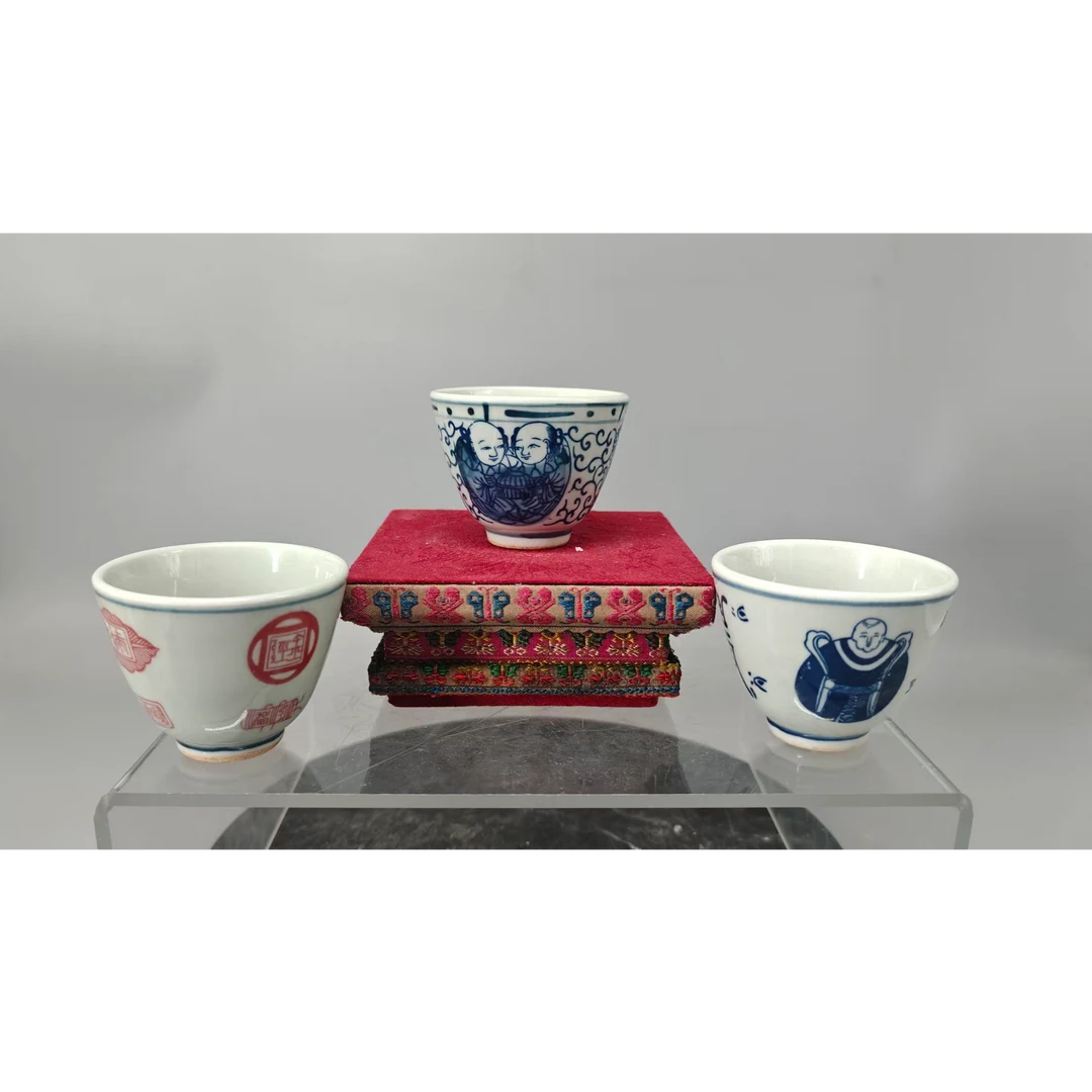 青花釉下彩寿星寿字主人杯多种容量可选适合家用泡茶摆件