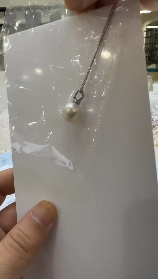 淡水珍珠银S925镶嵌吊坠(赠链)11-12mm 奶嘴万能扣