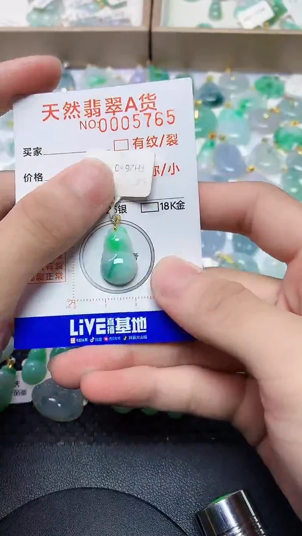 翡翠18K金镶嵌颈饰56345646464