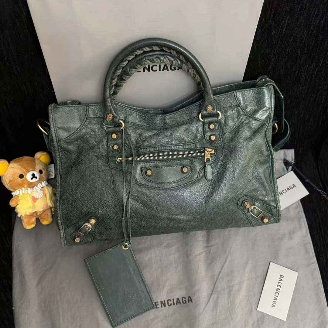95新 Balenciaga/巴黎世家 巴黎世家绿色机车包/二奢包包