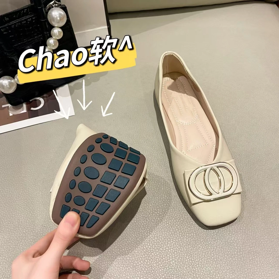 超软牛皮按摩颗粒橡胶底 软底软面防滑耐磨百搭三色单鞋2081s