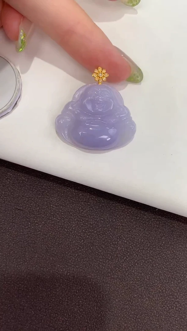 颈饰18K金镶嵌翡翠天然缅甸a货翡翠