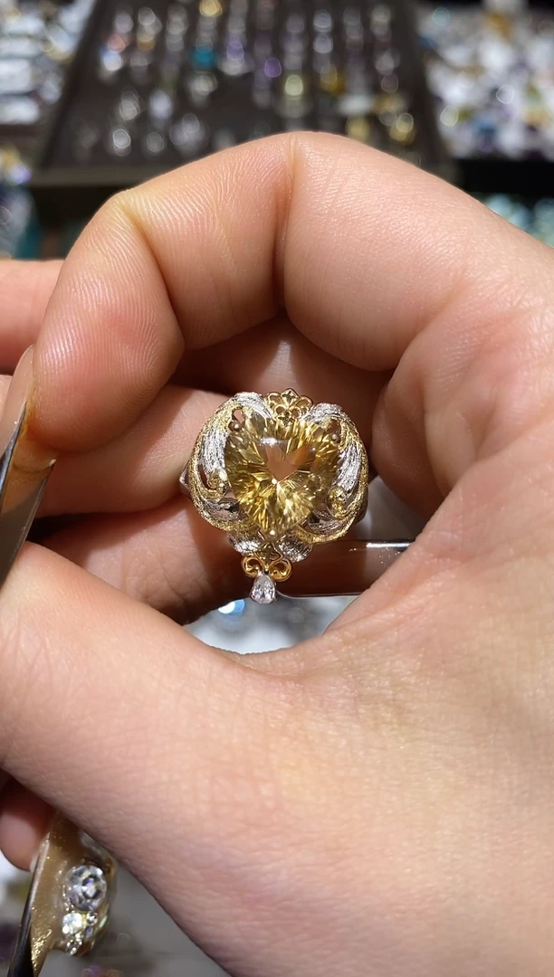 银S925镶嵌戒指黄晶楚楚珠宝中古甄选不退换