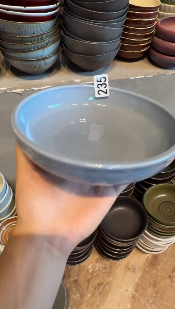 瓷片235 微瑕蓝色反口盘1个