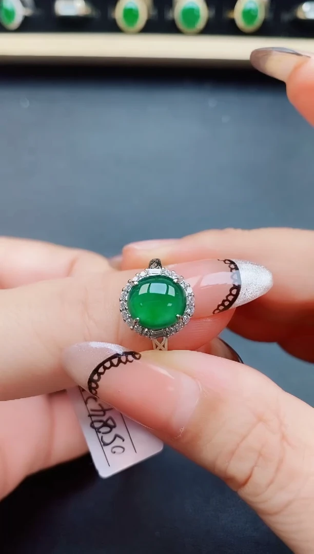 翡翠戒指银S925镶嵌080500