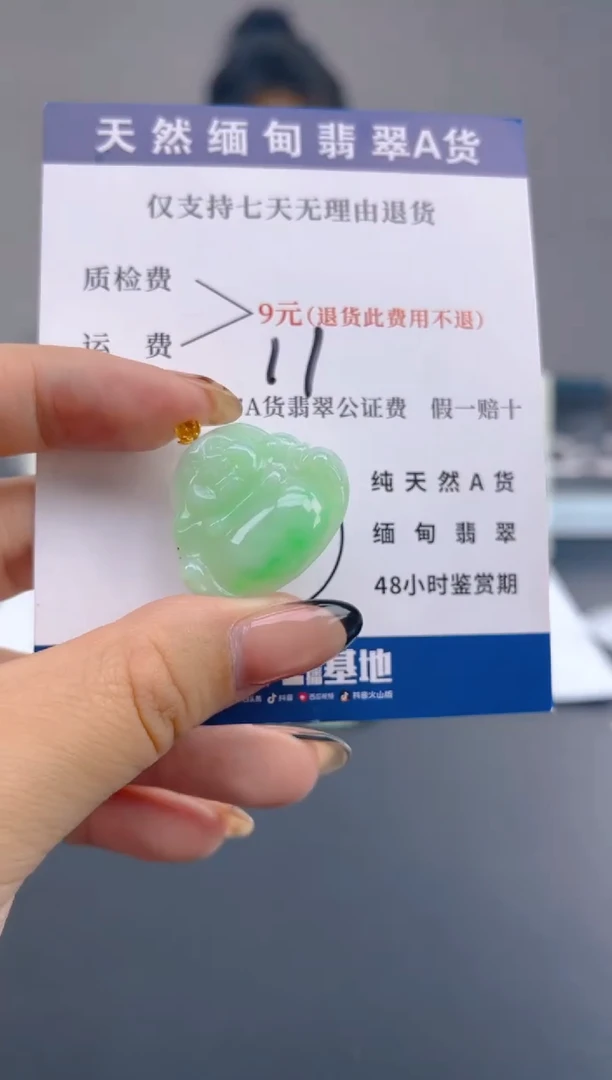 颈饰18K金镶嵌翡翠纯天然缅甸翡翠A货