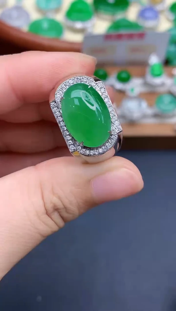 18K金镶嵌戒指翡翠349-中国好珍宝