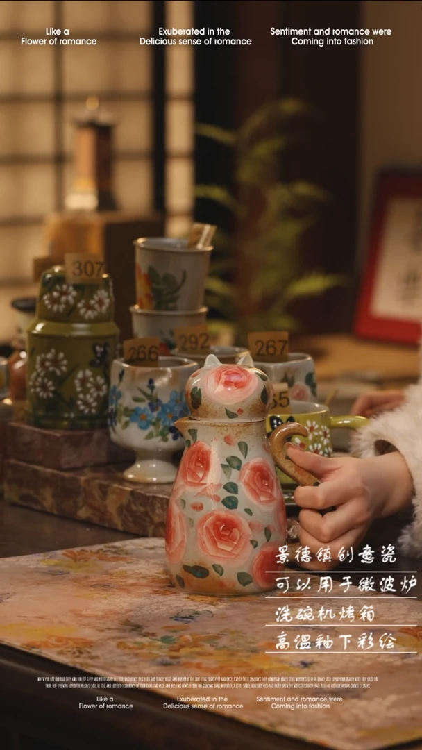 陶瓷景德镇高温手绘釉下彩绘设计师款式