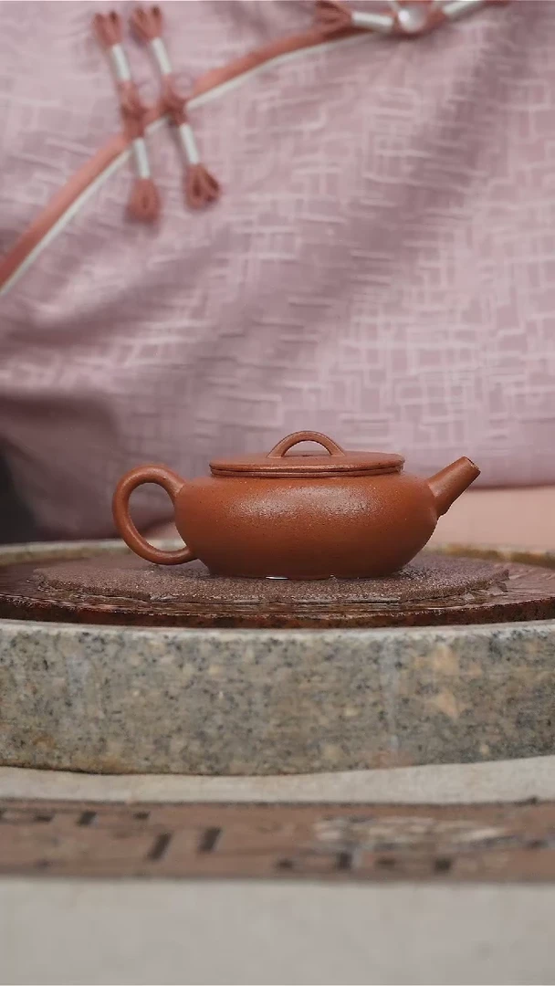 【闪购商品】紫砂茶壶小煤窑朱泥生料扁晨壶100cc