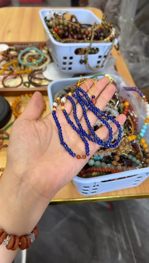 青金石未镶嵌颈饰青金石蜜蜡搭配款项链[0320]