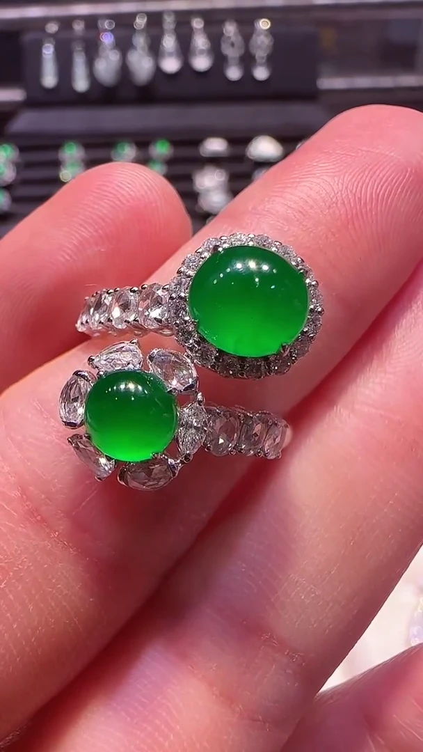 【闪购商品】翡翠戒指18K金镶嵌戒指