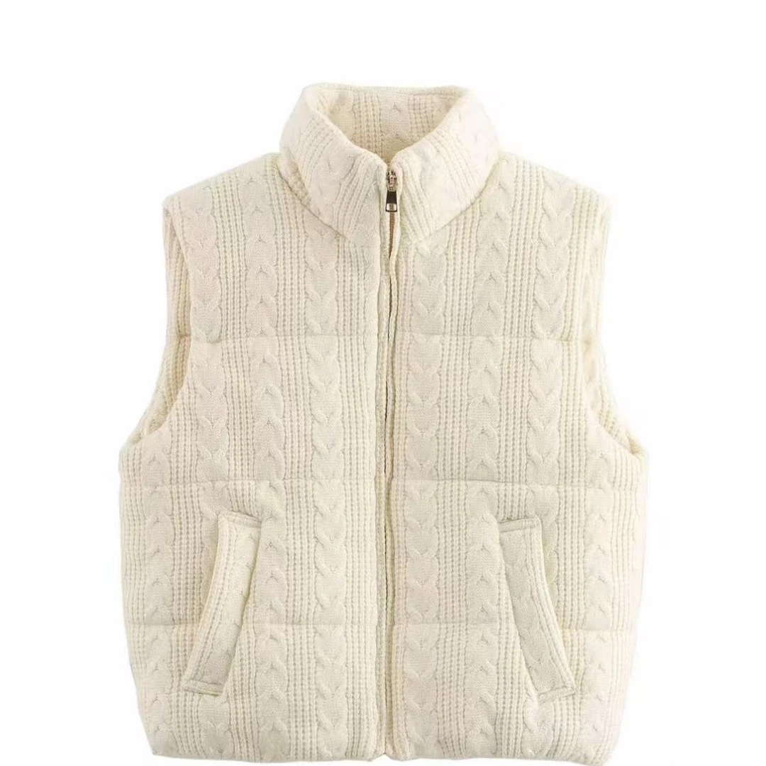 2025冬季新款欧美风针织棉背心马甲上衣6655