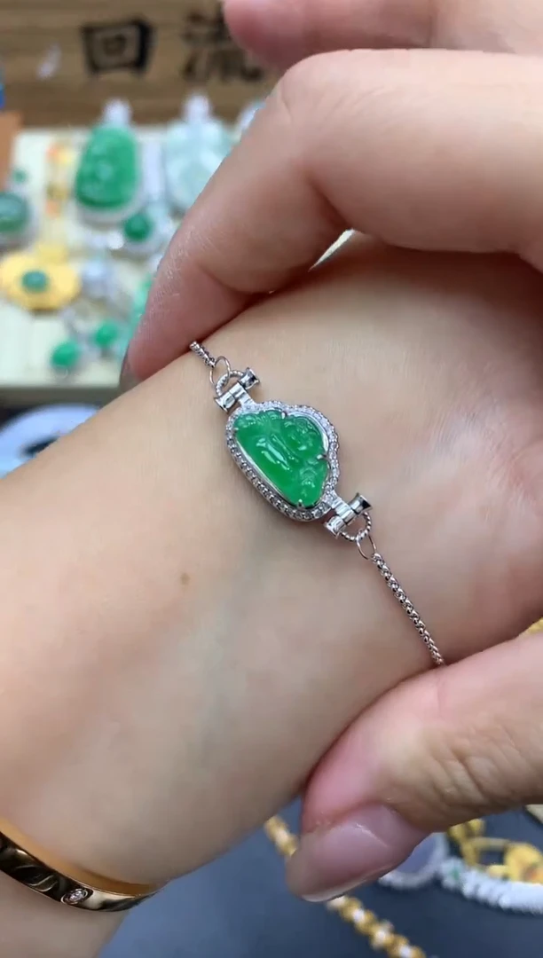 【闪购商品】翡翠手链18K金镶嵌419-中国好珍宝