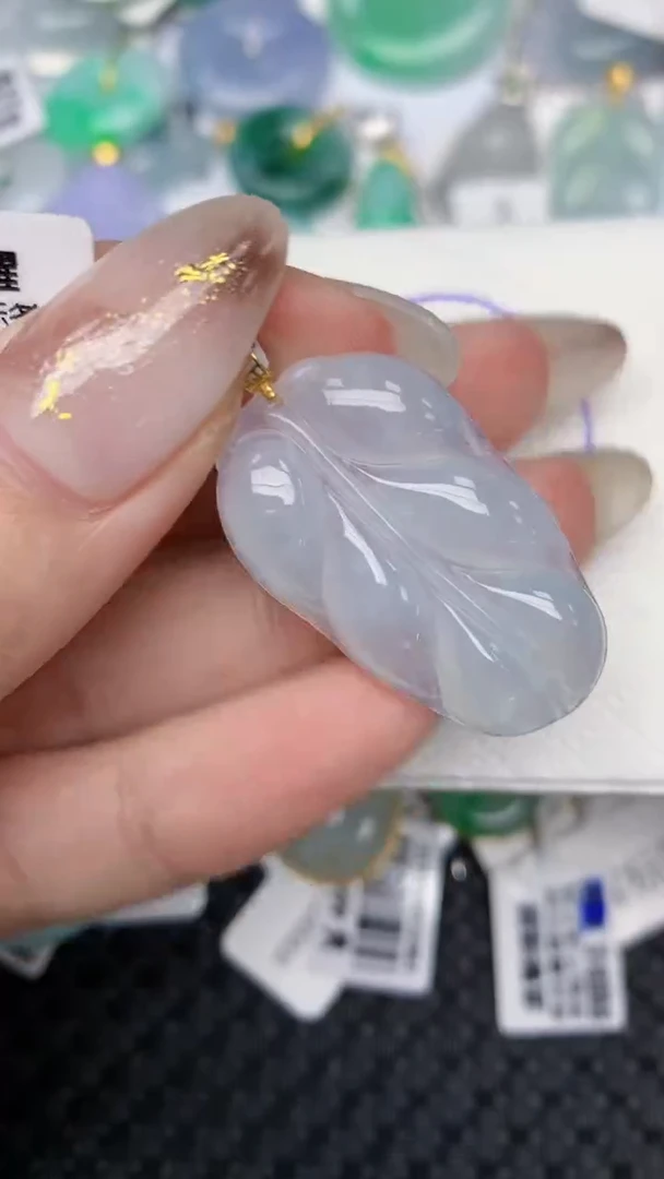 颈饰18K金镶嵌翡翠天然缅甸翡翠a货百元以上9元证书费自理