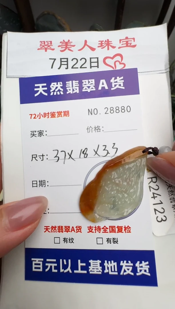 翡翠未镶嵌颈饰原石28880