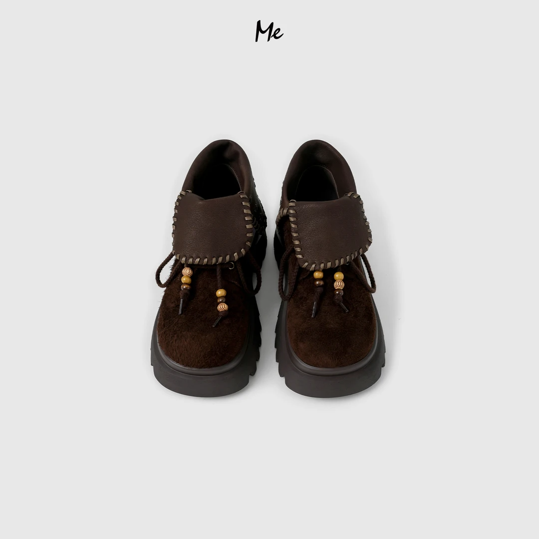 ME【MM磨砂真皮翻边饼干靴】奢牌感重磅牛反绒百搭时尚鞋子MESA0680