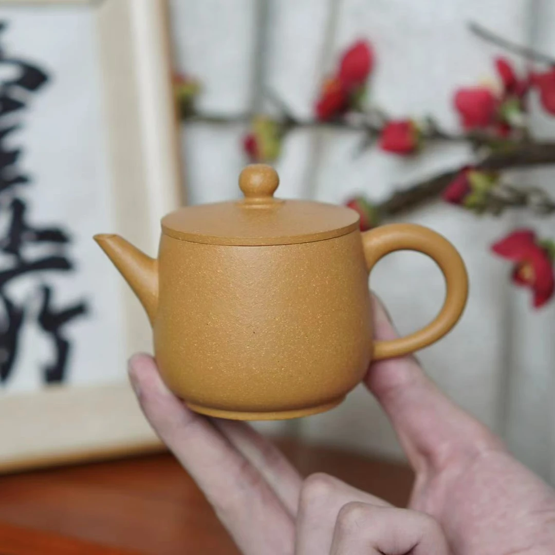 潮州段泥手拉壶大口汉瓦壶小容量小品壶全手工家用茶壶宽口手制