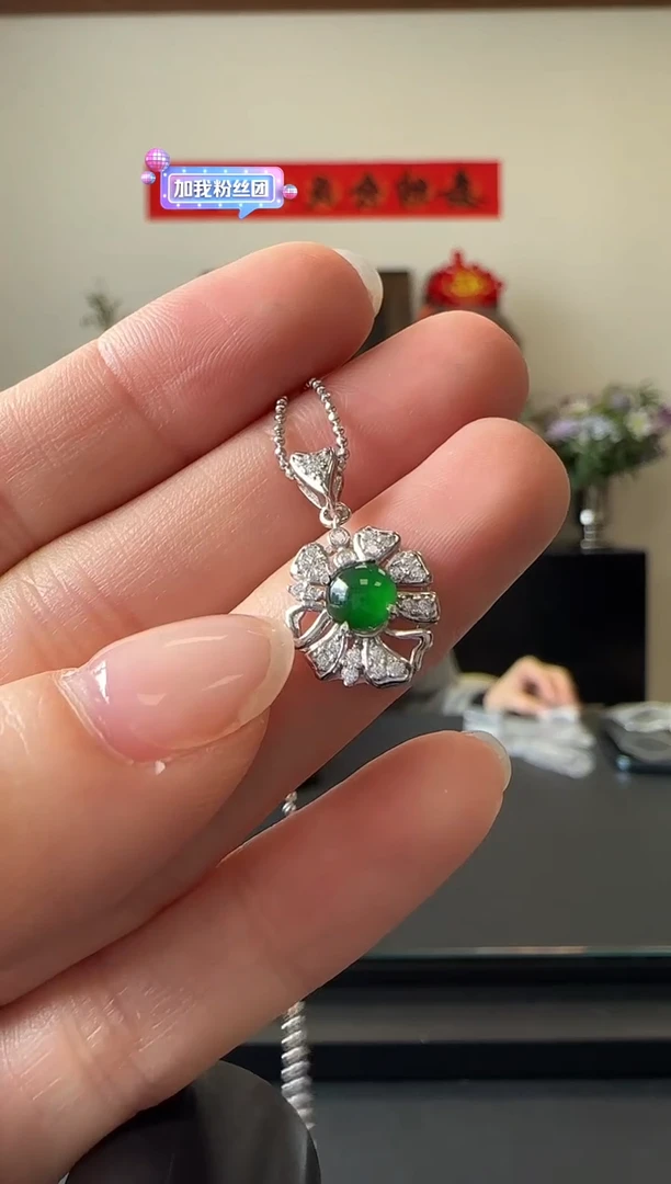 【闪购商品】翡翠项链银S925镶嵌没有鉴赏期