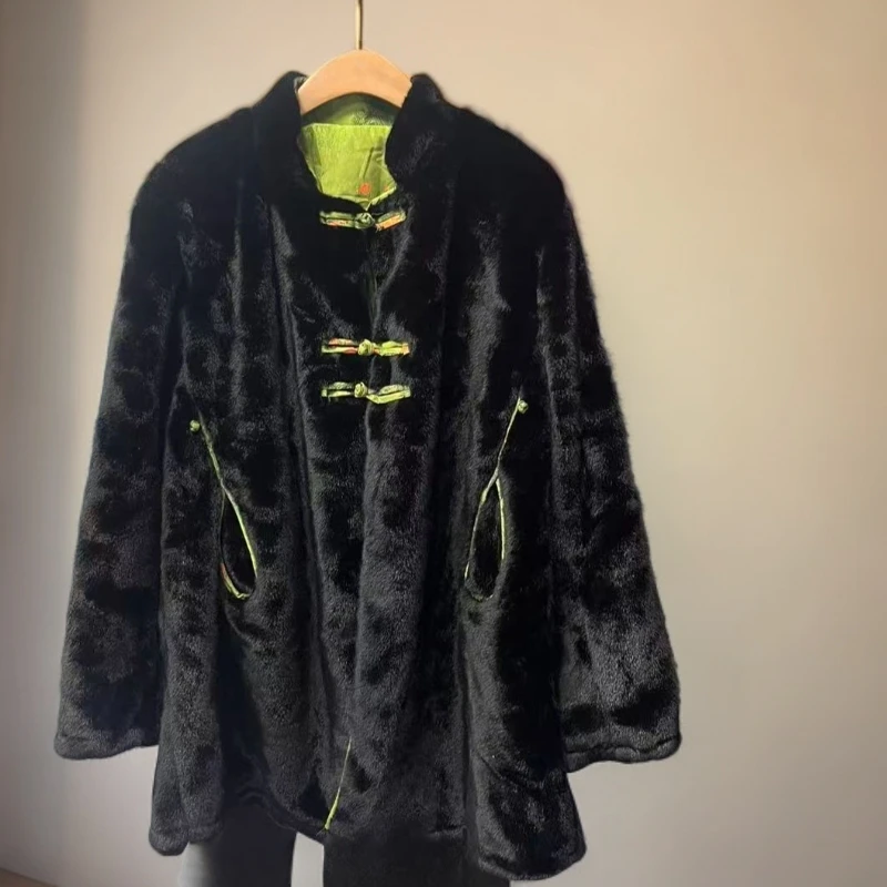 963-冬休闲中老年女装女款气质中长款绒大衣