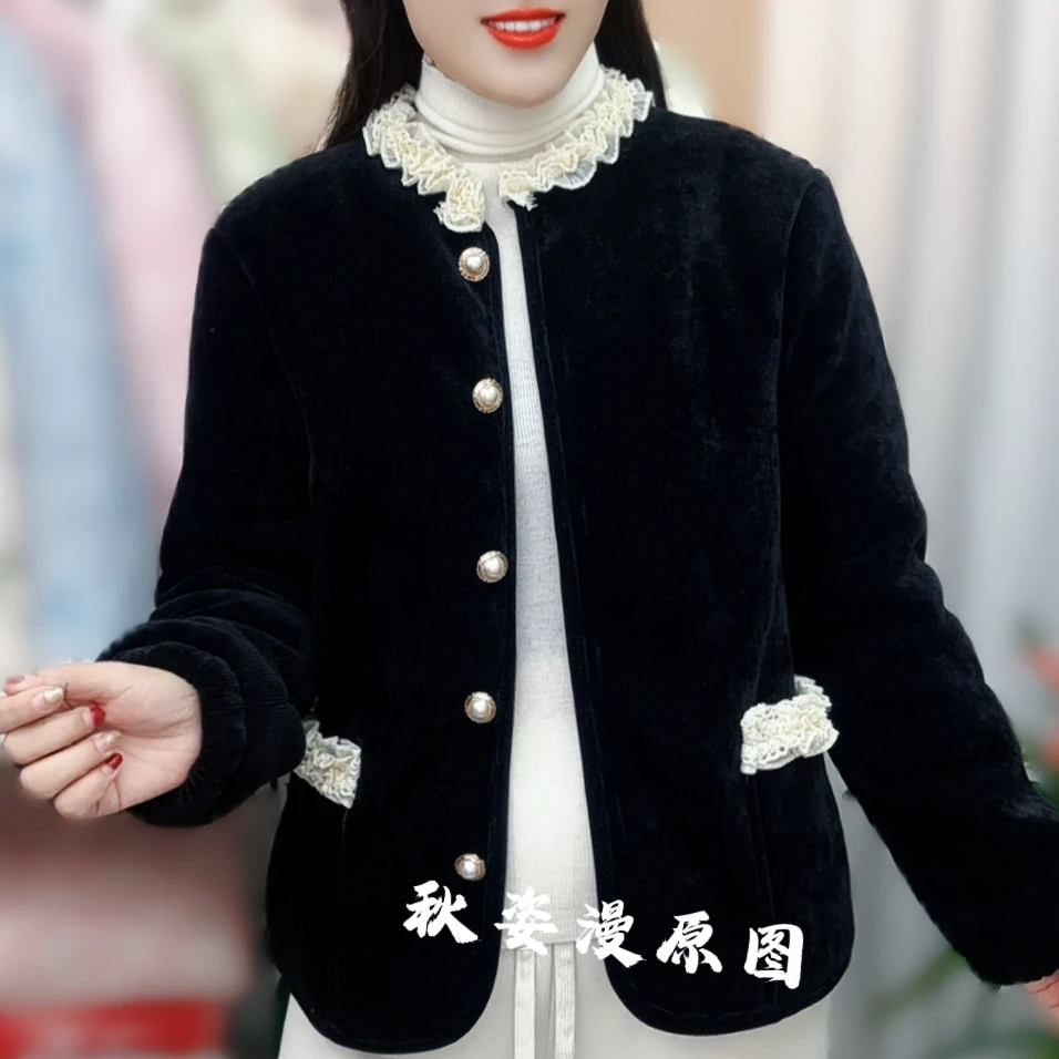 抗寒零下15度冬季女三层夹绒加厚保暖外穿居家服小香风外套棉衣