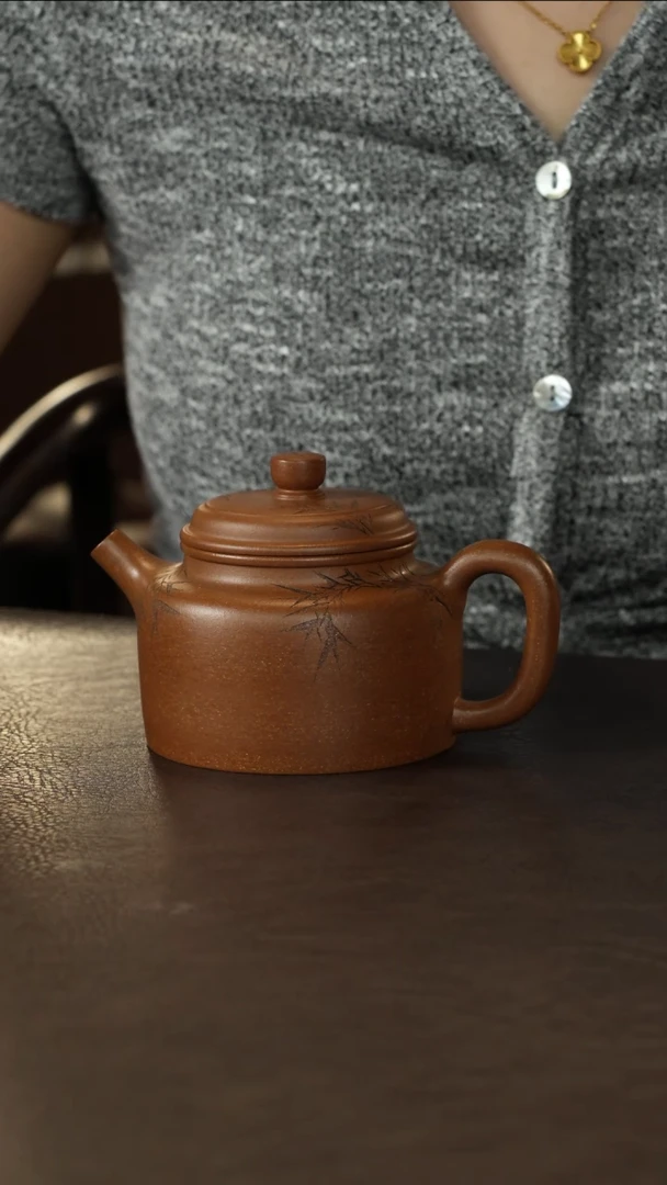 茶壶紫砂李建军桂花砂德钟刻竹