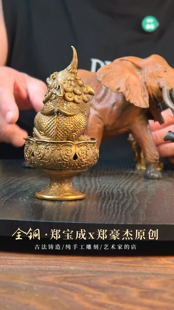 黄铜正**灵貔貅香炉貔貅香炉金色