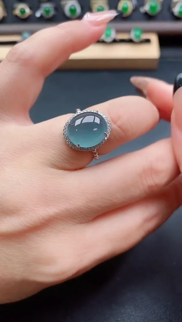 银S925镶嵌戒指翡翠1