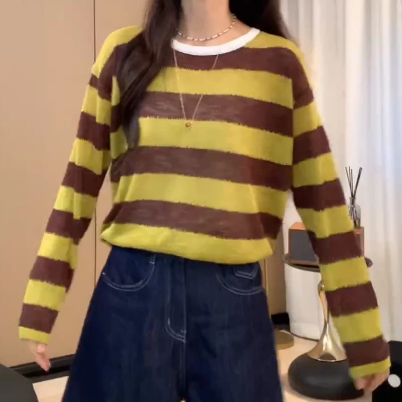 【极简撞色条】女款新款气质薄款独特漂亮小衫时尚百搭LK2505470