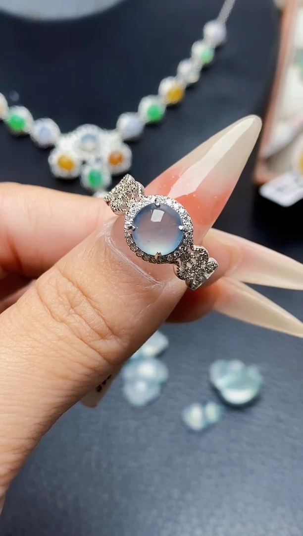 银S925镶嵌戒指翡翠2079