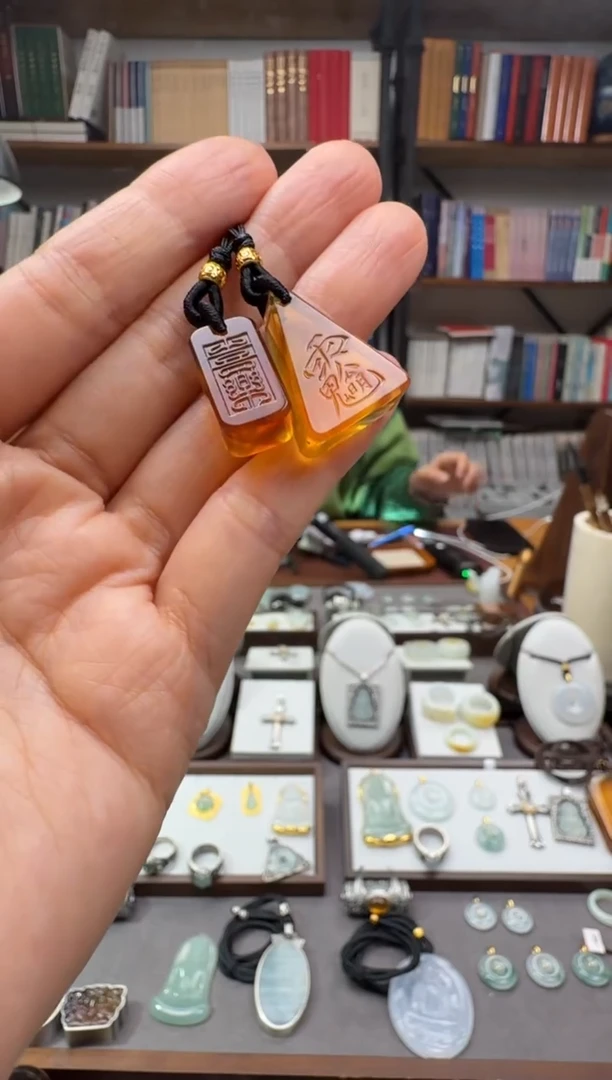 琥珀颈饰未镶嵌手机挂4-7