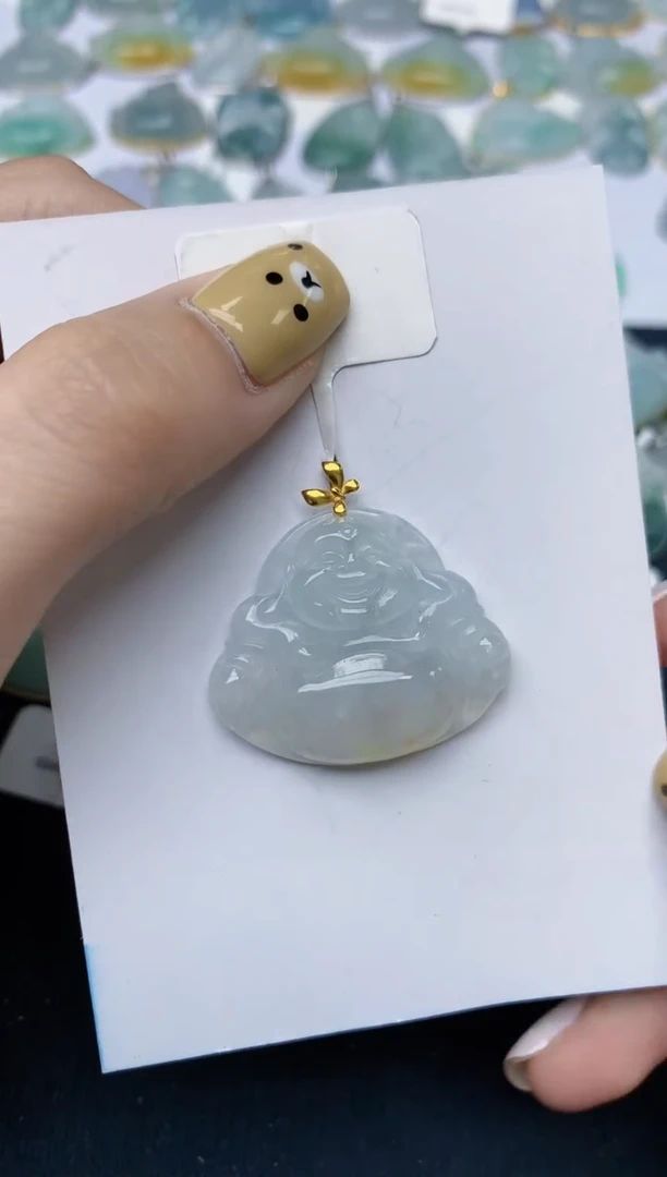 翡翠18K金镶嵌颈饰天然翡翠A货