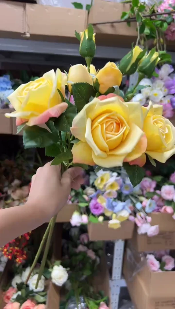 3枝黄色手感保湿妃子玫