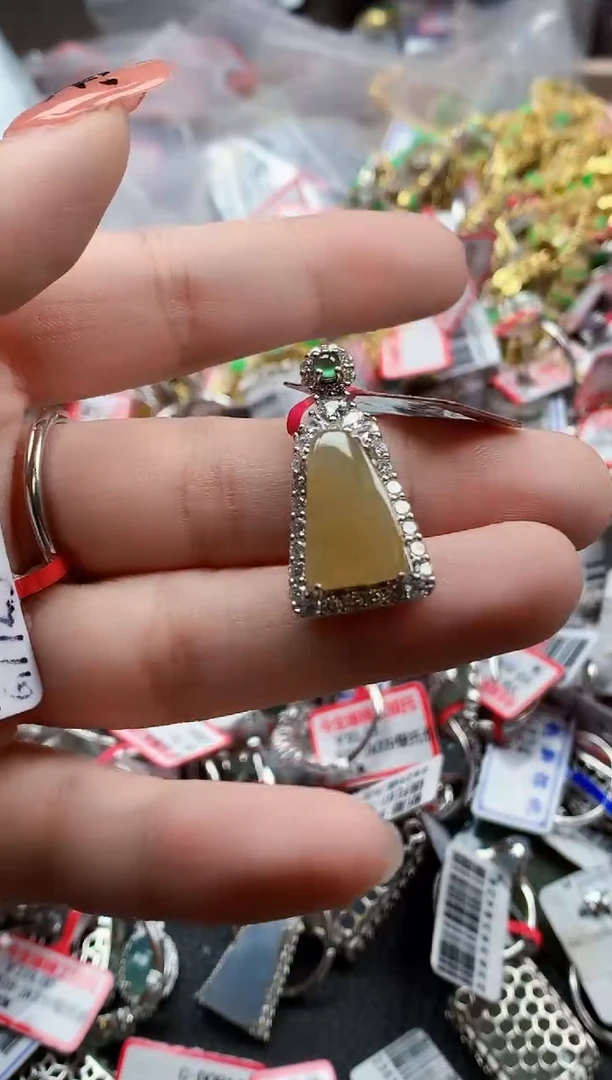 银S925镶嵌戒指翡翠天然A货缅甸翡翠