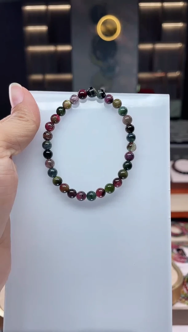 未镶嵌老矿碧玺单圈手串6mm+碧玺（多样性发一条）Q