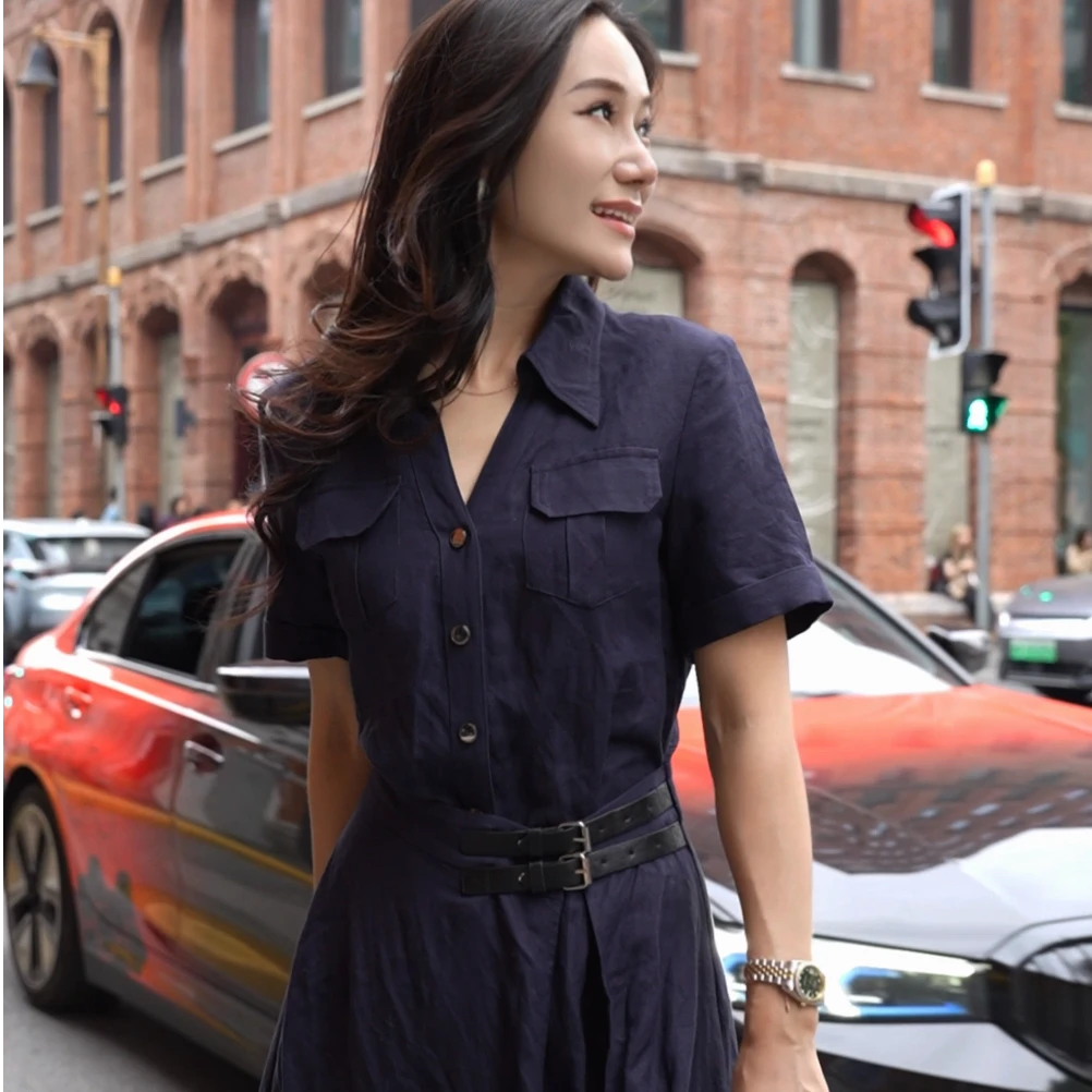 【袁小姐】欲望都市 法式轻奢修身显瘦气质假两件长款连衣裙-HZ810