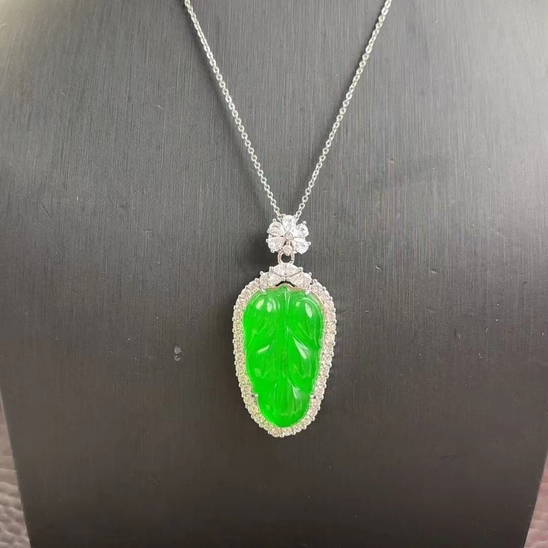 翡翠叶子吊坠D08