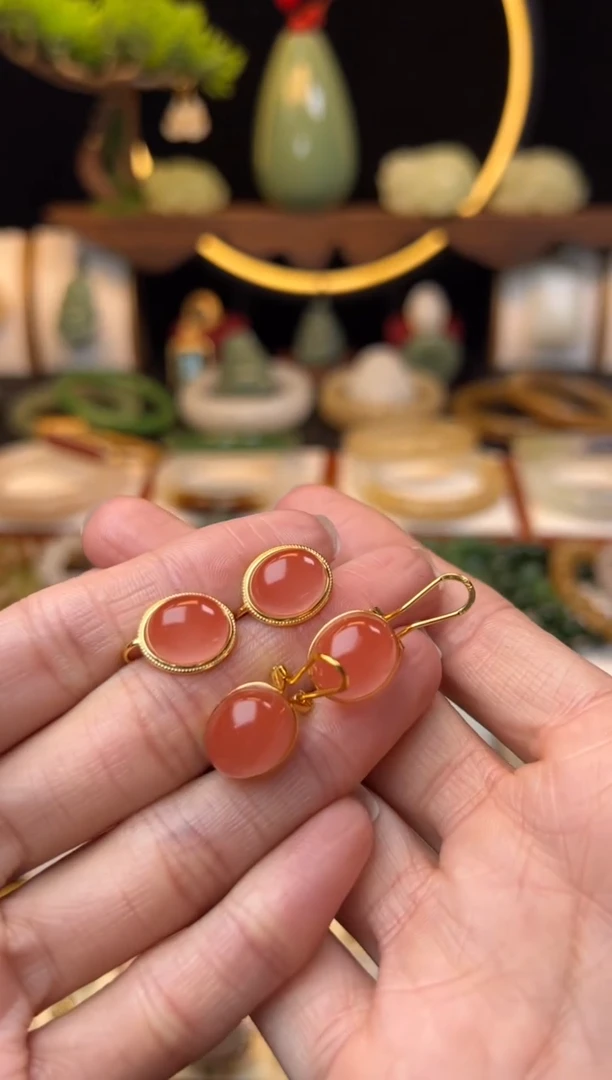 【闪购商品】南红玛瑙耳饰银S925镶嵌福利