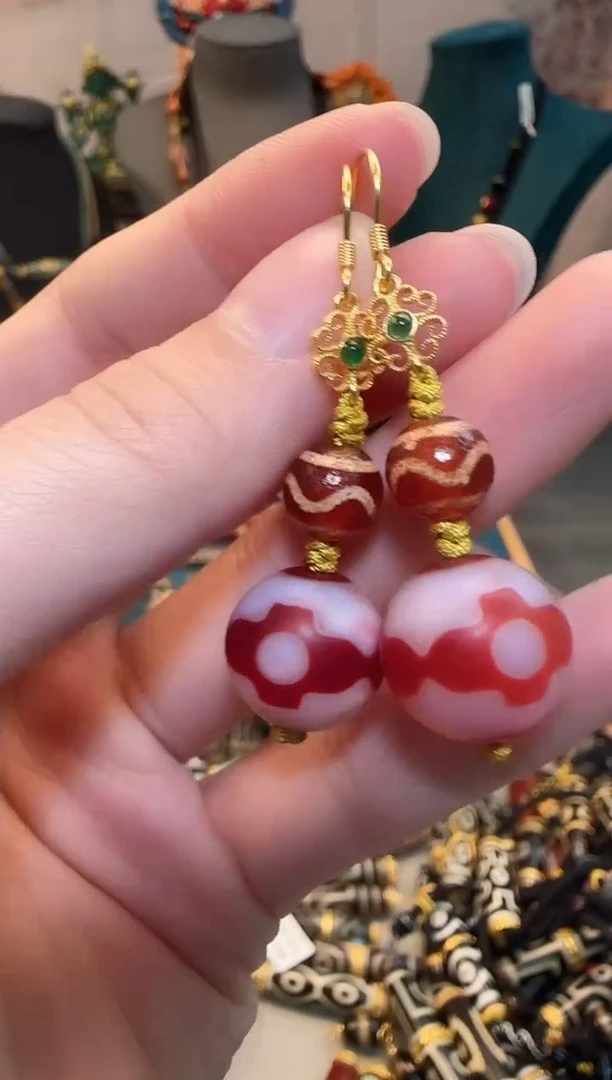 【闪购商品】玛瑙挂件银S925镶嵌耳饰