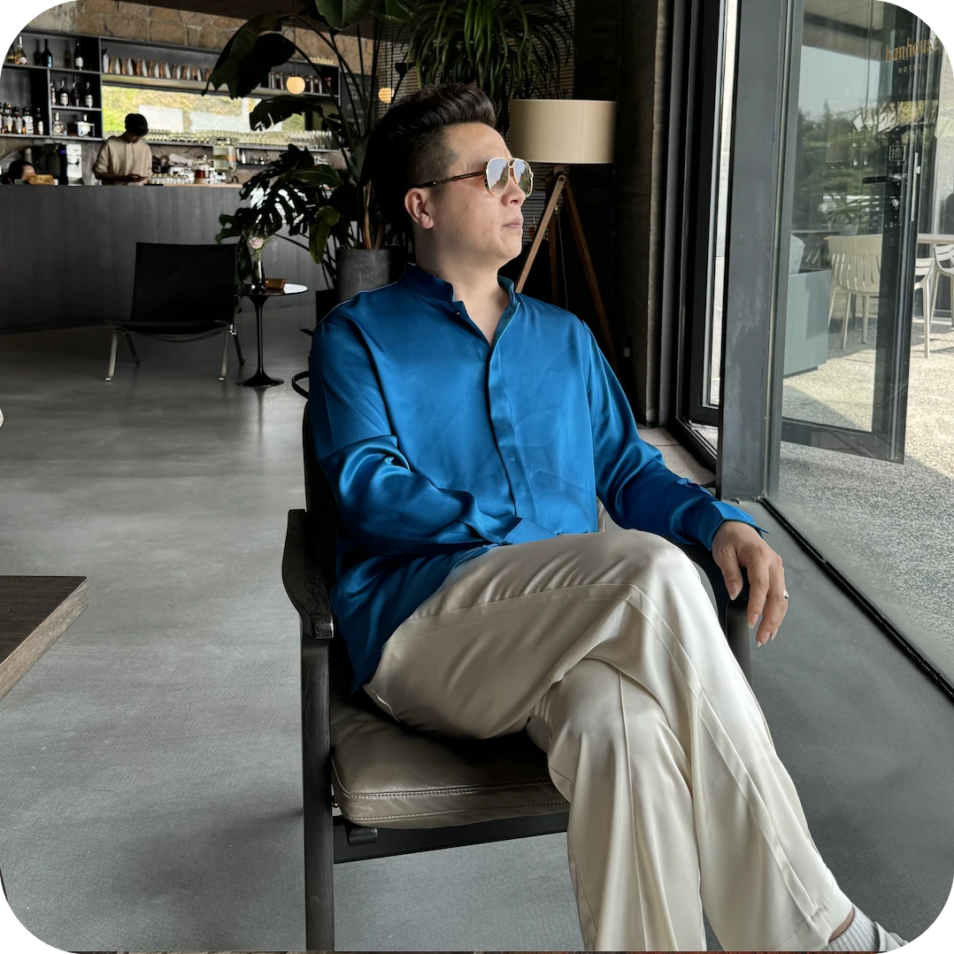 男士时尚百搭设计师款休闲轻奢醋酸衬衫夏季新款男装