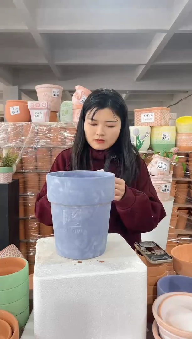 【闪购商品】红陶紫色高脚盆18-21