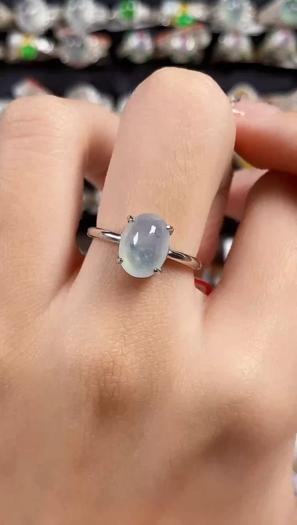 银S925镶嵌戒指翡翠天然A货翡翠99