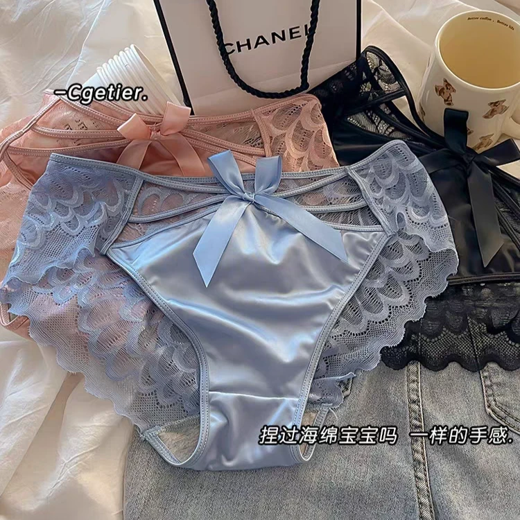 蕾丝内裤女款100%纯棉裆中腰女士轻奢性感纯欲蜜桃臀无痕夏季
