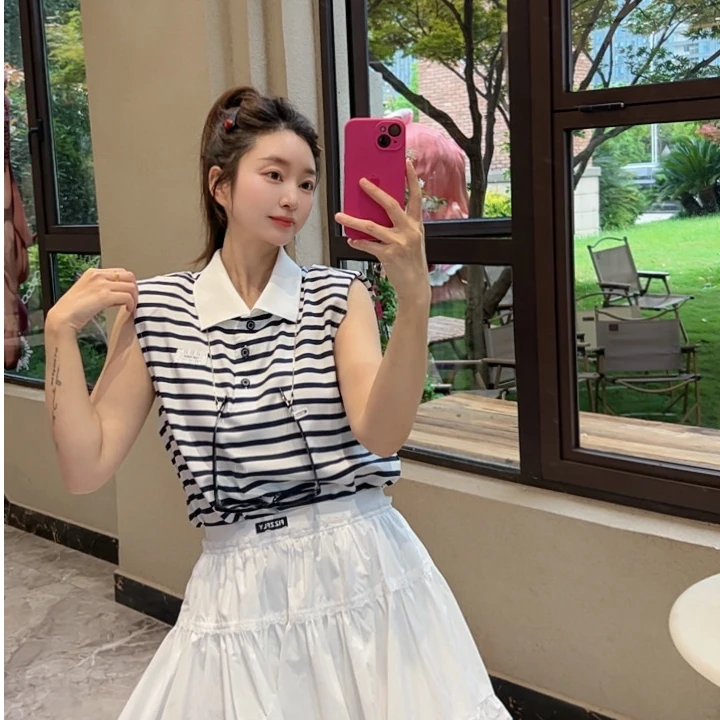 Fizzfly设计师品牌25夏季新品 条纹 polo 真丝 T恤 ganjue买手店