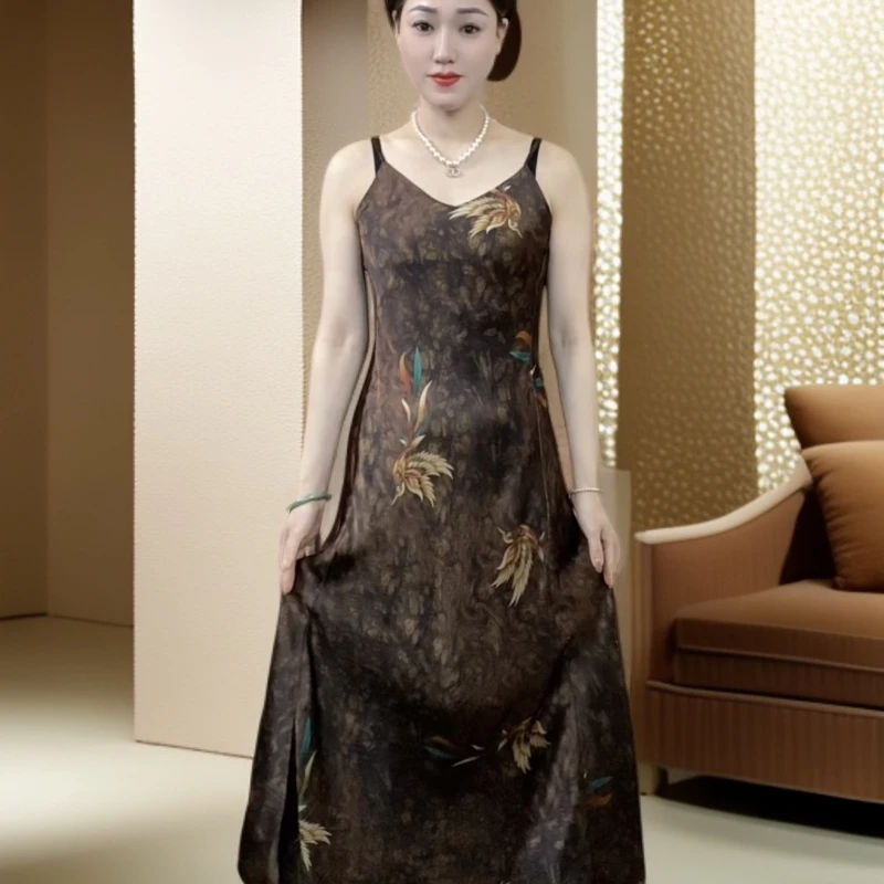 江南鑫雅阁【鹊羽霓裳】夏季吊带连衣裙百搭提花国风女士复古气质