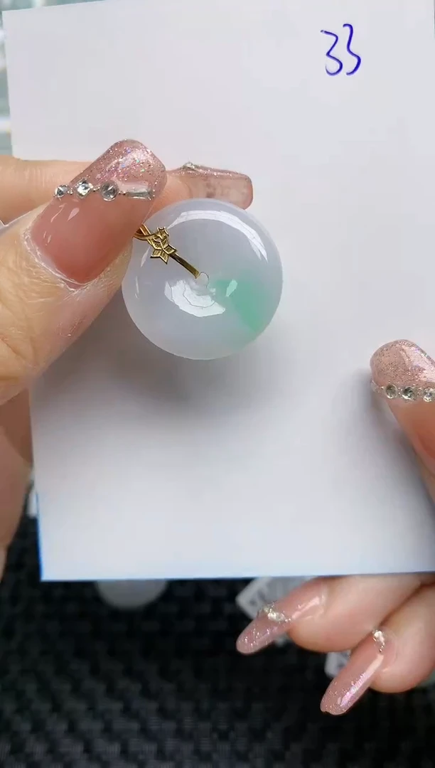 【闪购商品】翡翠颈饰18K金镶嵌天然A货翡翠 33